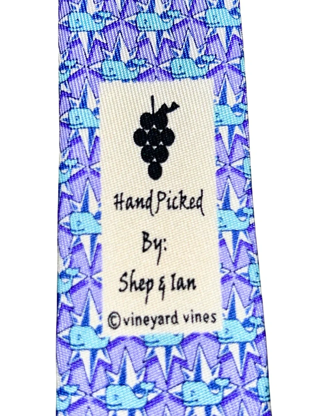 Vineyard Vines Whale Silk Tie Purple Blue Geometric Made in USA